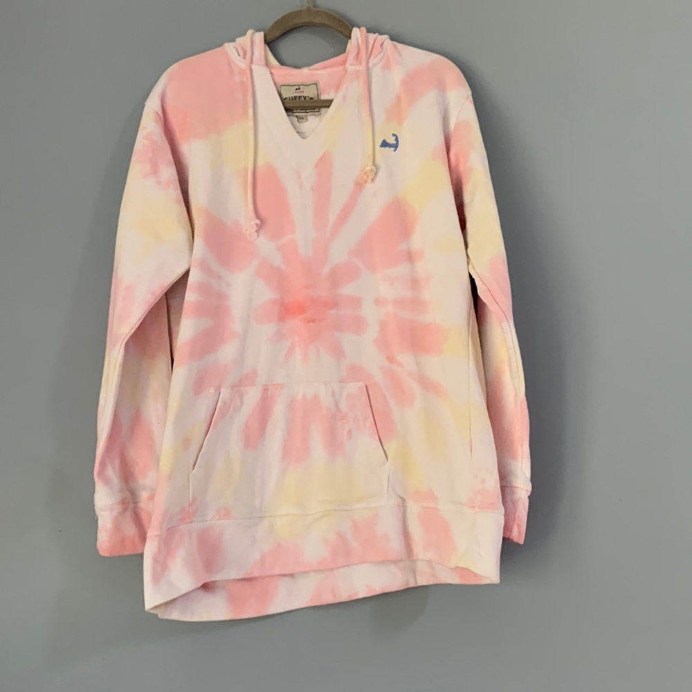 Cuffy’s Cape Cod Size 2XL Pink White & Yellow Hoodie Sweatshirt Like New…